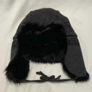 Banana Republic Merino Wool Trapper Hat w/ Faux Fur, L/XL